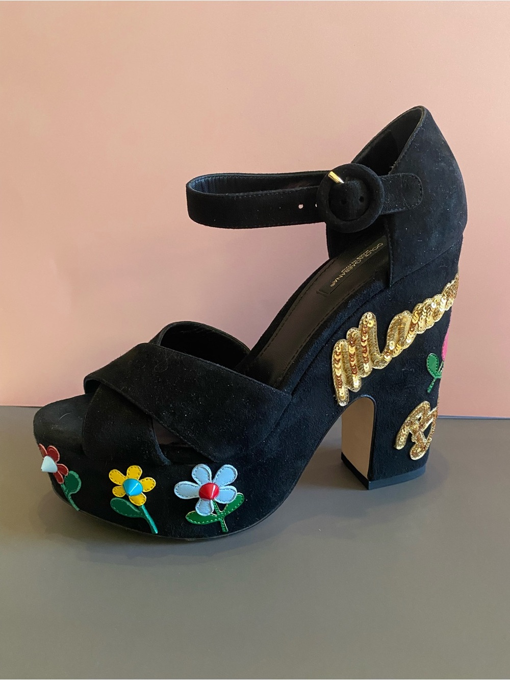 Dolce & Gabbana Black Suede Sandals NWT Original Box and Dust Cover
